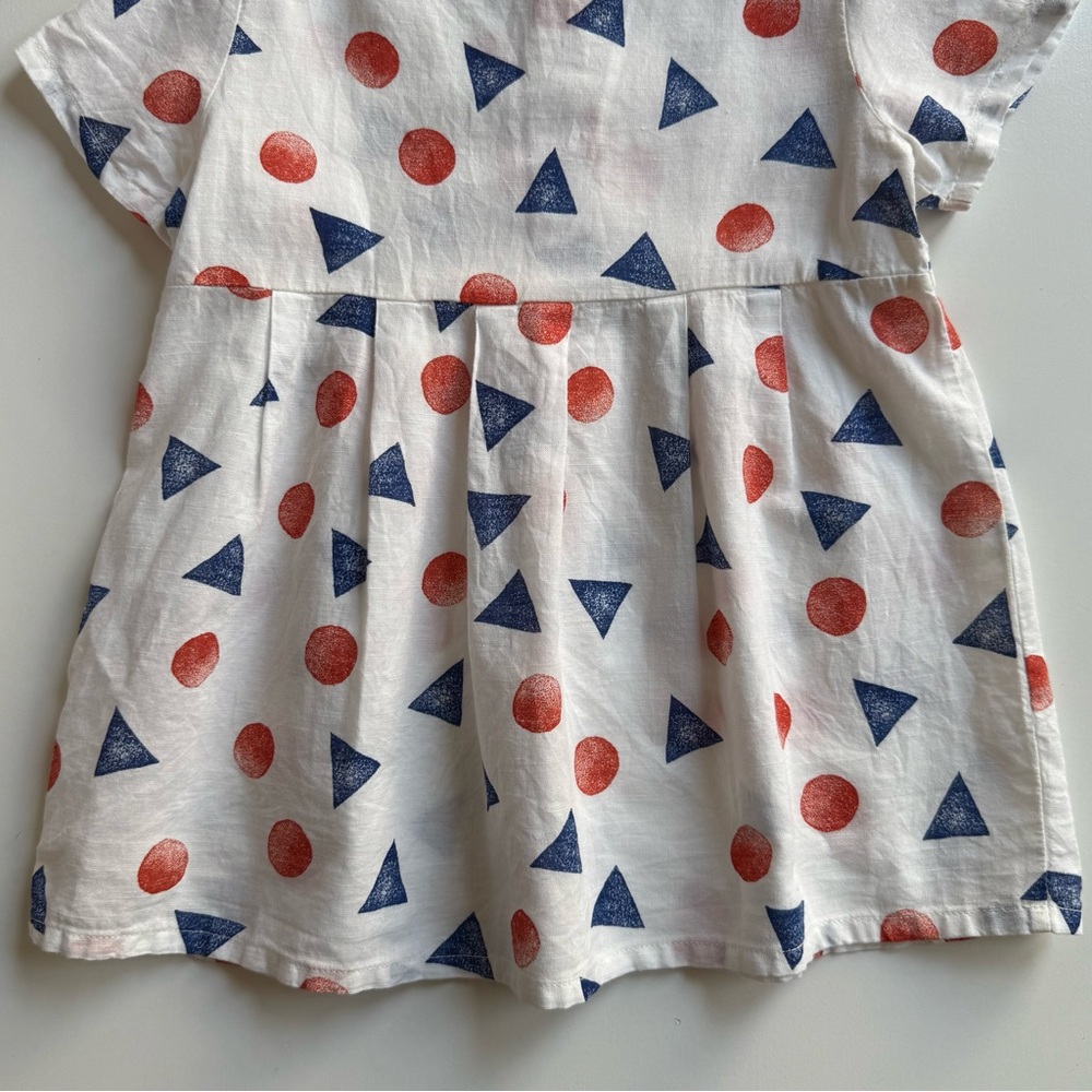 Bobo Choses Girls White Dress with Red and Blue Geometric Print - Size 12-18M - Picture 11 of 15